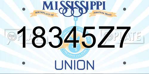 18345Z7 Mississippi License Plate