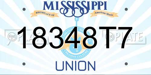18348T7 Mississippi License Plate