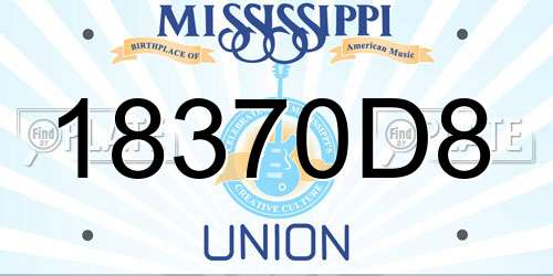 18370D8 Mississippi License Plate