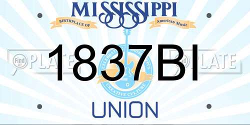 1837BI Mississippi License Plate