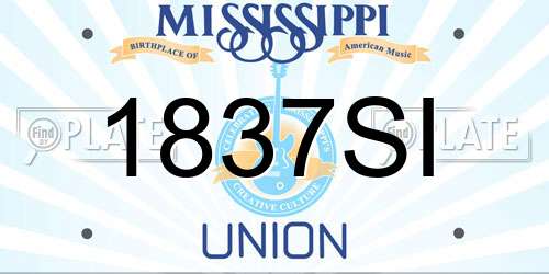 1837SI Mississippi License Plate