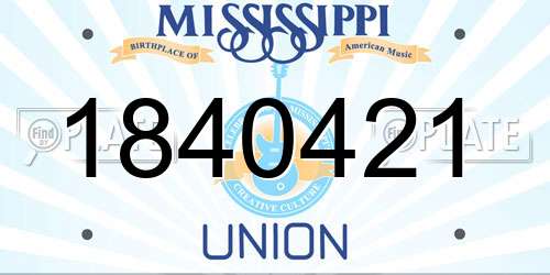 1840421 Mississippi License Plate