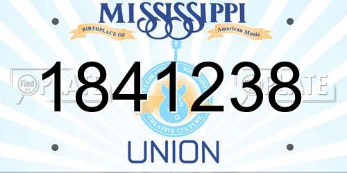 1841238 Mississippi License Plate