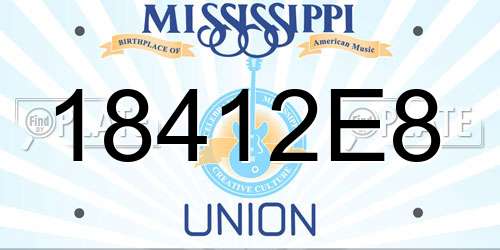 18412E8 Mississippi License Plate