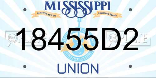 18455D2 Mississippi License Plate