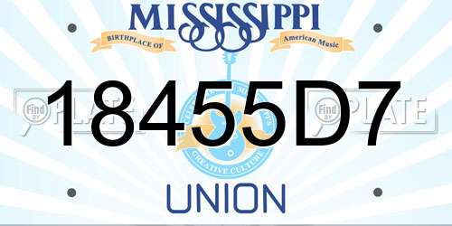 18455D7 Mississippi License Plate