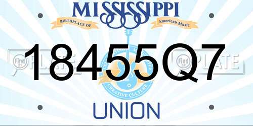 18455Q7 Mississippi License Plate