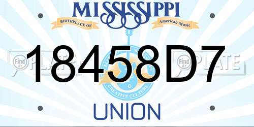 18458D7 Mississippi License Plate