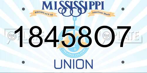 18458O7 Mississippi License Plate