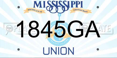 1845GA Mississippi License Plate