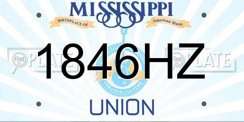 1846HZ Mississippi License Plate