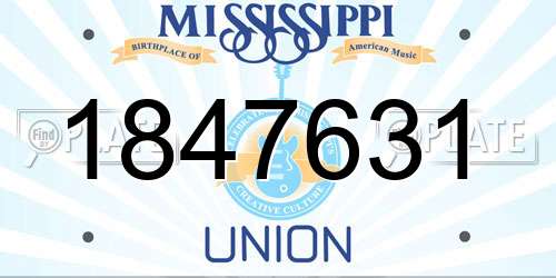 1847631 Mississippi License Plate