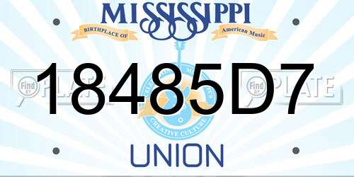18485D7 Mississippi License Plate