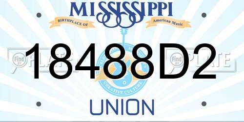 18488D2 Mississippi License Plate