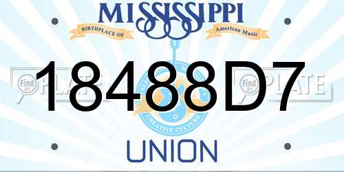 18488D7 Mississippi License Plate