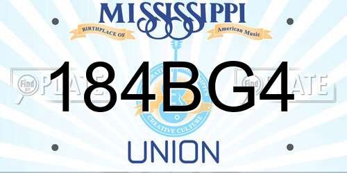 184BG4 Mississippi License Plate