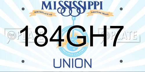 184GH7 Mississippi License Plate