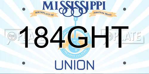 184GHT Mississippi License Plate