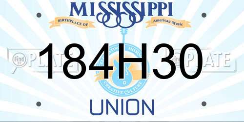 184H30 Mississippi License Plate