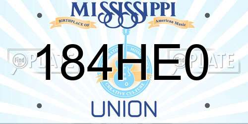 184HE0 Mississippi License Plate