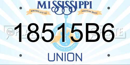 18515B6 Mississippi License Plate