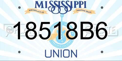 18518B6 Mississippi License Plate