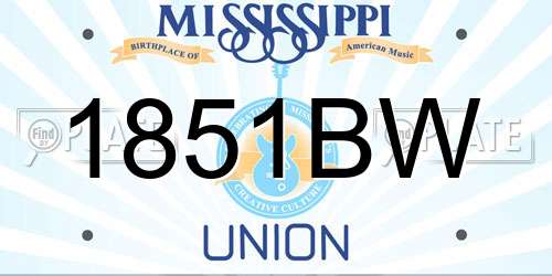 1851BW Mississippi License Plate