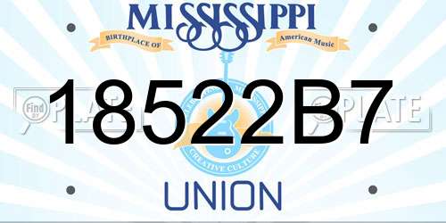 18522B7 Mississippi License Plate