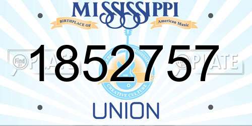 1852757 Mississippi License Plate