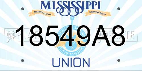 18549A8 Mississippi License Plate