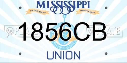 1856CB Mississippi License Plate