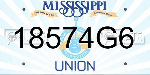 18574G6 Mississippi License Plate