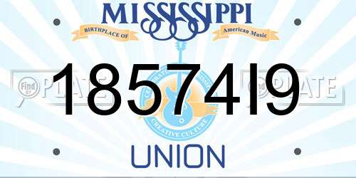 18574I9 Mississippi License Plate