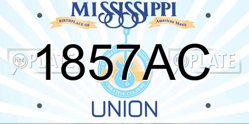 1857AC Mississippi License Plate