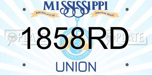 1858RD Mississippi License Plate