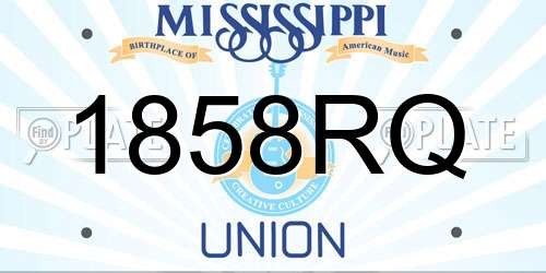 1858RQ Mississippi License Plate
