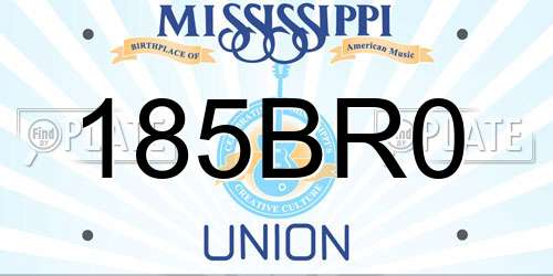 185BR0 Mississippi License Plate