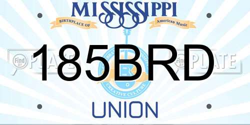 185BRD Mississippi License Plate