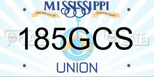 185GCS Mississippi License Plate