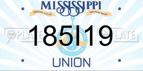 185I19 Mississippi License Plate