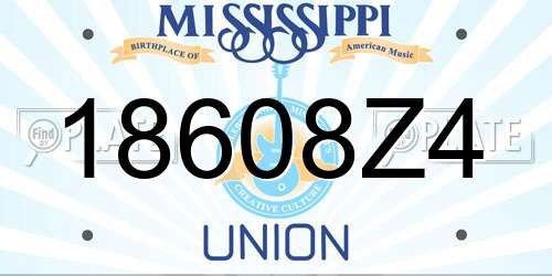 18608Z4 Mississippi License Plate