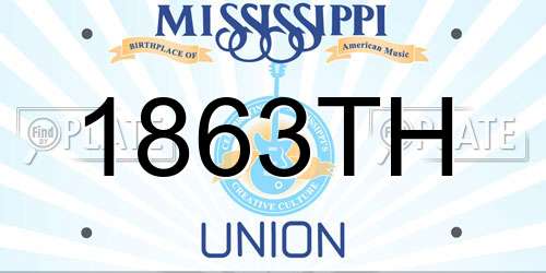 1863TH Mississippi License Plate