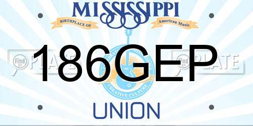 186GEP Mississippi License Plate