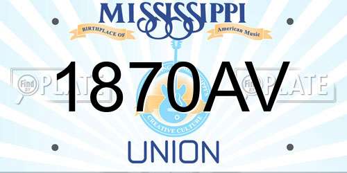1870AV Mississippi License Plate