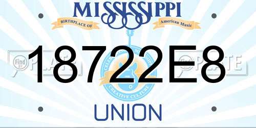 18722E8 Mississippi License Plate