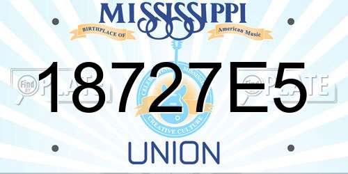 18727E5 Mississippi License Plate