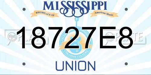 18727E8 Mississippi License Plate