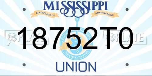 18752T0 Mississippi License Plate