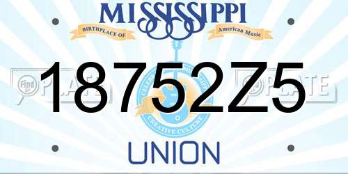 18752Z5 Mississippi License Plate