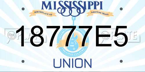 18777E5 Mississippi License Plate